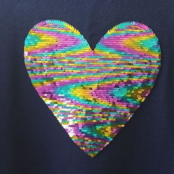 Gap Kids Size Medium Heart‎ Flip Sequin Navy Sweatshirt Dress - Picture 4 of 8